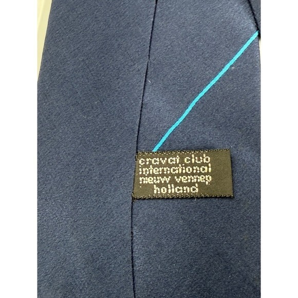 Cravat Club International Necktie‎ Blue Diagonal Stripe Silk Tie for Men - Picture 4 of 5